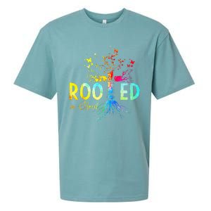 Rooted In Christ Faith Christian Jesus Lovers Men Women Sueded Cloud Jersey T-Shirt