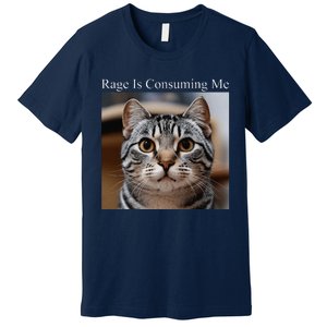 Rage Is Consuming Me Silly Staring Cat Meme Oddly Specific Premium T-Shirt