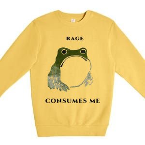 Rage Is Consuming Me Meme Frog Meme Premium Crewneck Sweatshirt