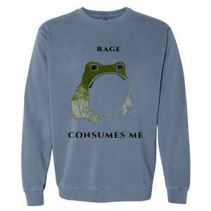 Rage Is Consuming Me Meme Frog Meme Garment-Dyed Sweatshirt