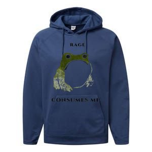 Rage Is Consuming Me Meme Frog Meme Performance Fleece Hoodie