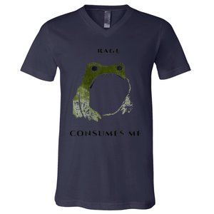 Rage Is Consuming Me Meme Frog Meme V-Neck T-Shirt