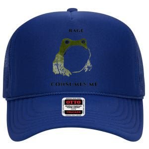 Rage Is Consuming Me Meme Frog Meme High Crown Mesh Back Trucker Hat