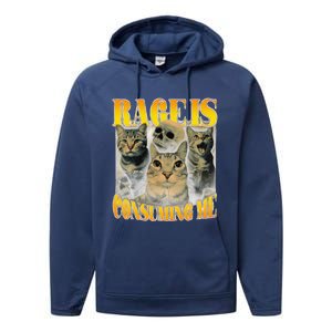 Rage Is Consuming Me Cat Meme Performance Fleece Hoodie