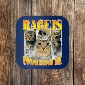 Rage Is Consuming Me Cat Meme Coaster