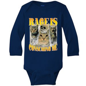 Rage Is Consuming Me Cat Meme Baby Long Sleeve Bodysuit