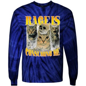 Rage Is Consuming Me Cat Meme Tie-Dye Long Sleeve Shirt