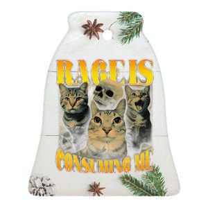 Rage Is Consuming Me Cat Meme Ceramic Bell Ornament