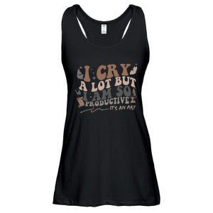 Retro I Cry A Lot But I Am So Productive Funny Trending Meme Ladies Essential Flowy Tank