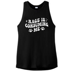 Rage Is Consuming Me Groovy Retro Silly Staring Cat Meme Ladies PosiCharge Tri-Blend Wicking Tank