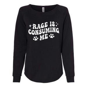 Rage Is Consuming Me Groovy Retro Silly Staring Cat Meme Womens California Wash Sweatshirt