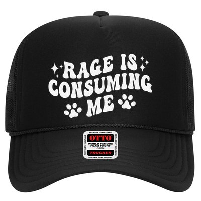 Rage Is Consuming Me Groovy Retro Silly Staring Cat Meme Trucker Hat