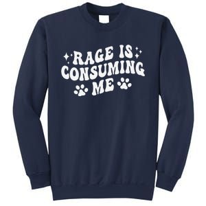 Rage Is Consuming Me Groovy Retro Silly Staring Cat Meme Sweatshirt