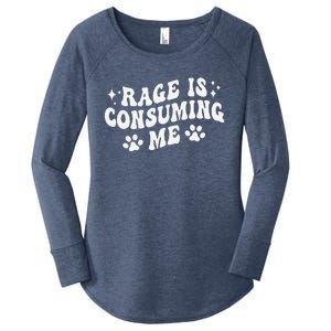 Rage Is Consuming Me Groovy Retro Silly Staring Cat Meme Women's Perfect Tri Tunic Long Sleeve Shirt