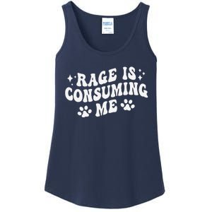 Rage Is Consuming Me Groovy Retro Silly Staring Cat Meme Ladies Essential Tank