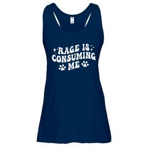 Rage Is Consuming Me Groovy Retro Silly Staring Cat Meme Ladies Essential Flowy Tank