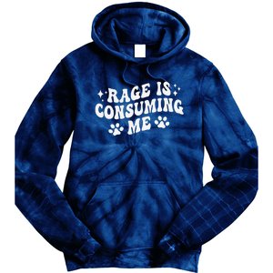 Rage Is Consuming Me Groovy Retro Silly Staring Cat Meme Tie Dye Hoodie