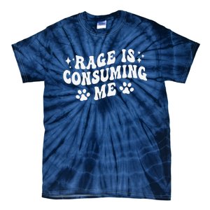 Rage Is Consuming Me Groovy Retro Silly Staring Cat Meme Tie-Dye T-Shirt