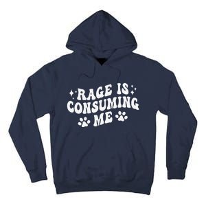 Rage Is Consuming Me Groovy Retro Silly Staring Cat Meme Tall Hoodie