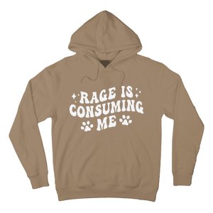 Rage Is Consuming Me Groovy Retro Silly Staring Cat Meme Hoodie