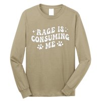 Rage Is Consuming Me Groovy Retro Silly Staring Cat Meme Long Sleeve Shirt