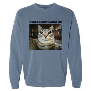 Rage Is Consuming Me Cat Meme Garment-Dyed Sweatshirt