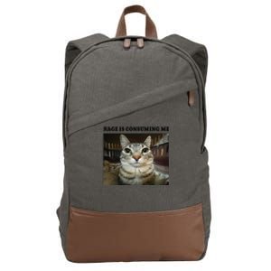 Rage Is Consuming Me Cat Meme Cotton Canvas Backpack