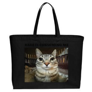 Rage Is Consuming Me Cat Meme Cotton Canvas Jumbo Tote