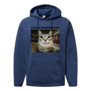 Rage Is Consuming Me Cat Meme Performance Fleece Hoodie