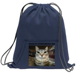 Rage Is Consuming Me Cat Meme Sweatshirt Cinch Pack Bag