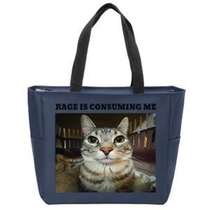 Rage Is Consuming Me Cat Meme Zip Tote Bag