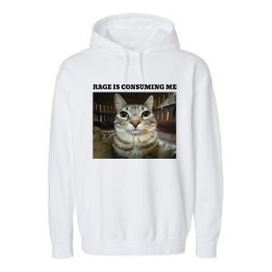 Rage Is Consuming Me Cat Meme Garment-Dyed Fleece Hoodie