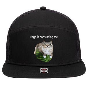 Rage Is Consuming Me Watermelon Cat Silly Cat Meme 7 Panel Mesh Trucker Snapback Hat