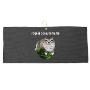 Rage Is Consuming Me Watermelon Cat Silly Cat Meme Large Microfiber Waffle Golf Towel