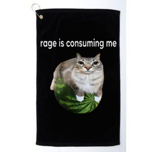 Rage Is Consuming Me Watermelon Cat Silly Cat Meme Platinum Collection Golf Towel