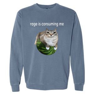 Rage Is Consuming Me Watermelon Cat Silly Cat Meme Garment-Dyed Sweatshirt