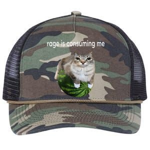 Rage Is Consuming Me Watermelon Cat Silly Cat Meme Retro Rope Trucker Hat Cap