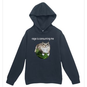 Rage Is Consuming Me Watermelon Cat Silly Cat Meme Urban Pullover Hoodie