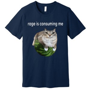 Rage Is Consuming Me Watermelon Cat Silly Cat Meme Premium T-Shirt