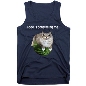 Rage Is Consuming Me Watermelon Cat Silly Cat Meme Tank Top