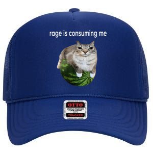 Rage Is Consuming Me Watermelon Cat Silly Cat Meme High Crown Mesh Back Trucker Hat