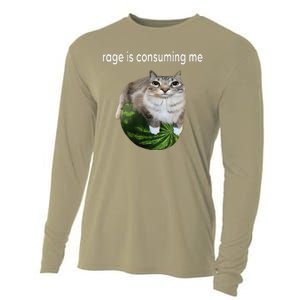 Rage Is Consuming Me Watermelon Cat Silly Cat Meme Cooling Performance Long Sleeve Crew