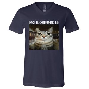 Rage Is Consuming Me Rage Cat Lovers V-Neck T-Shirt