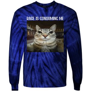 Rage Is Consuming Me Rage Cat Lovers Tie-Dye Long Sleeve Shirt