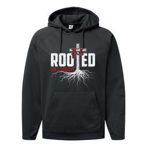 Rooted In Christ Christian Faith Religious Jesus Christ Performance Fleece Hoodie