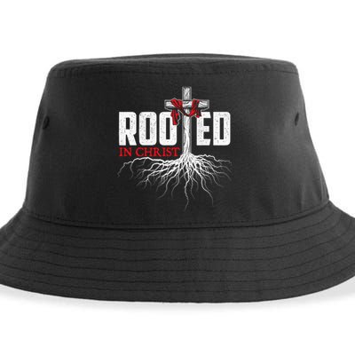 Rooted In Christ Christian Faith Religious Jesus Christ Sustainable Bucket Hat