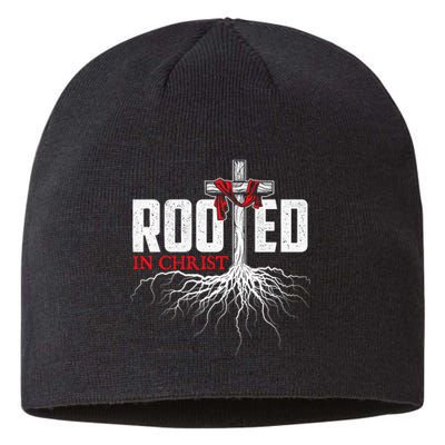 Rooted In Christ Christian Faith Religious Jesus Christ Sustainable Beanie