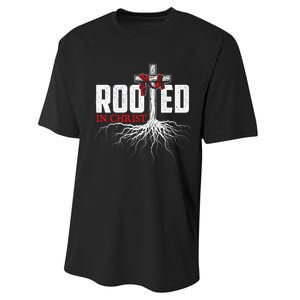 Rooted In Christ Christian Faith Religious Jesus Christ Performance Sprint T-Shirt