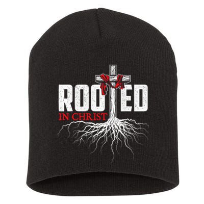 Rooted In Christ Christian Faith Religious Jesus Christ Short Acrylic Beanie