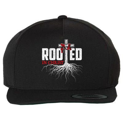 Rooted In Christ Christian Faith Religious Jesus Christ Wool Snapback Cap